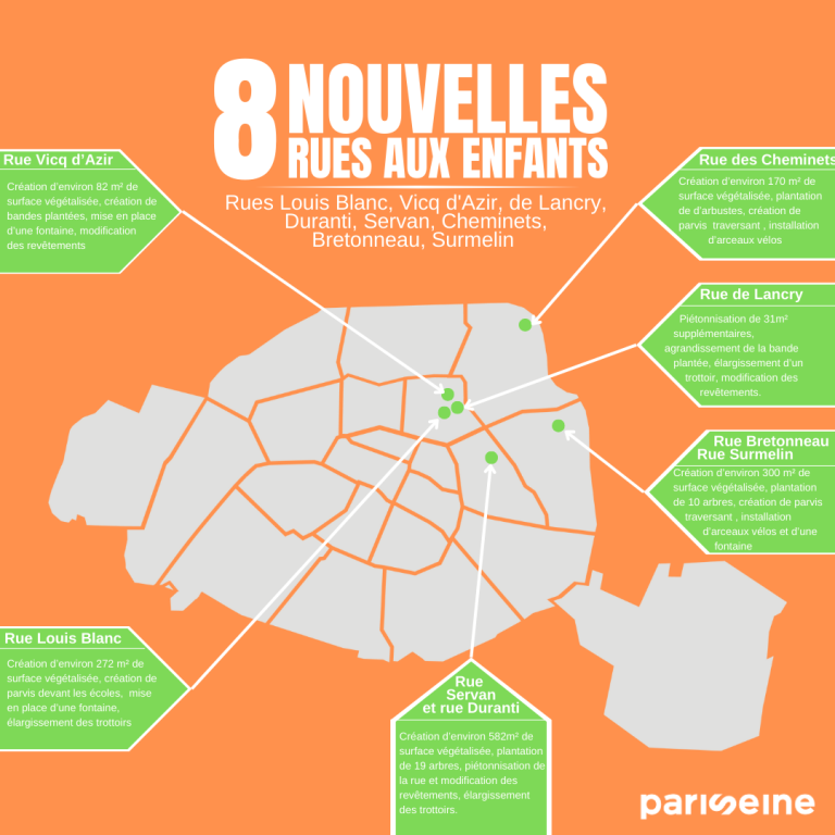 carte de paris indiquant les emplacements des rues aux écoles (adresses mentionnées dans l'article)